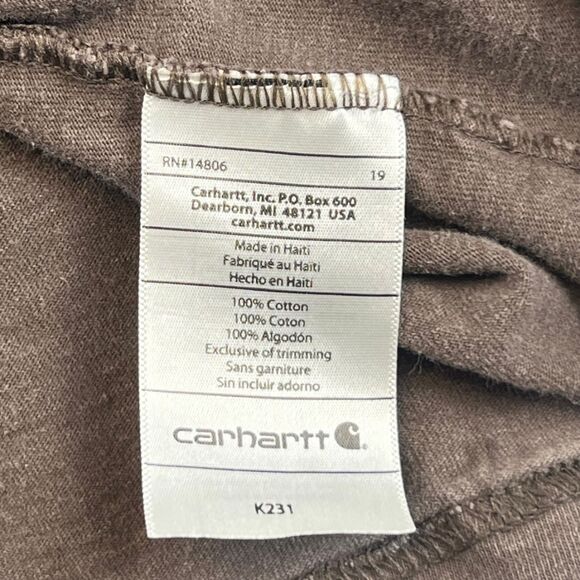 Carhartt Shirt 4X Washed Brown Workwear Streetwear Rugged Urban Long Sleeve Tee - Picture 7 of 15